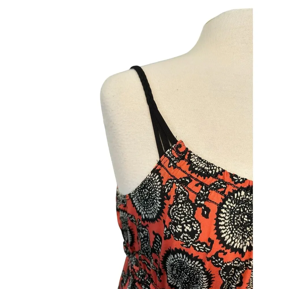 NEW Max Studio Sleeveless Dress Empire Waist Babydoll Geo Boho Stretch Medium